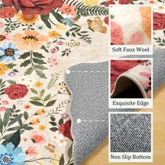 NoiFamo Washable Entryway Small Area Rugs: Door 2’x3’ (Rectangular), Beige