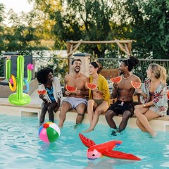 Durable PVC Inflatable Party Set: Cactus, Palm Tree & Flamingo for Beach Fun