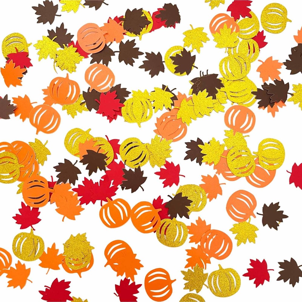 Fall Confetti 200 Pcs Glitter Maple Leaf Shape Thanksgiving Table Scatter