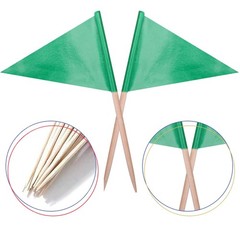 Solid Green Cupcake Toppers Flags Mini Small Plain Green Triangle Toothpick Stic