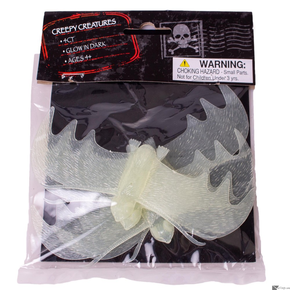 Bats Flying Creepy Creatures 5″ Decoration Prop, 4 CT, Glow-in-the-Dark