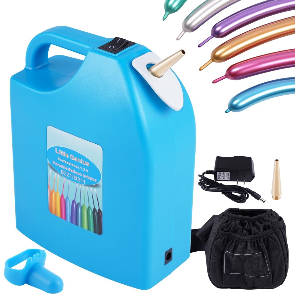 New Electric Balloon Inflator Rechargeable Pump Long Air Portable with 2 Nozzles