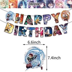 Anime Demon Slayer Birthday Party Decorate,Balloons Banner Cake Toppers Set