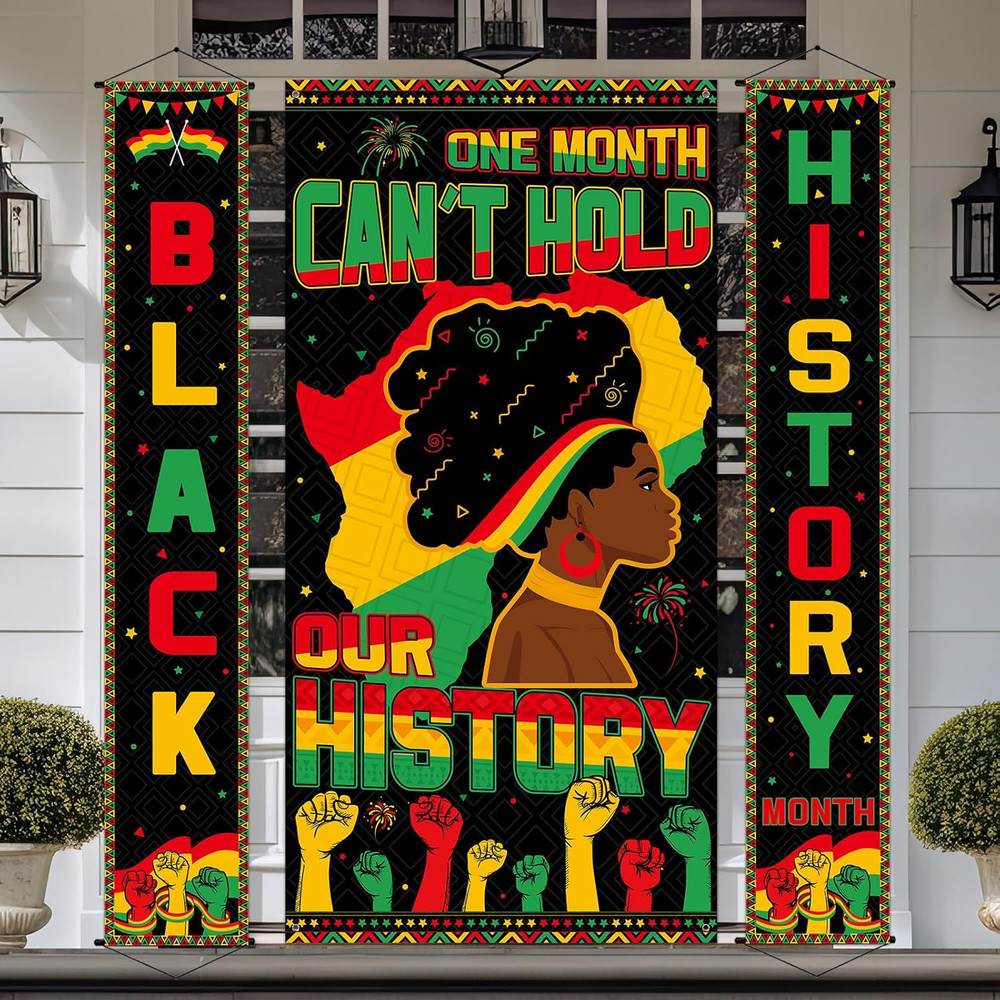 3 Pcs Black History Month Door Banner Backdrop Decorations Pan African American
