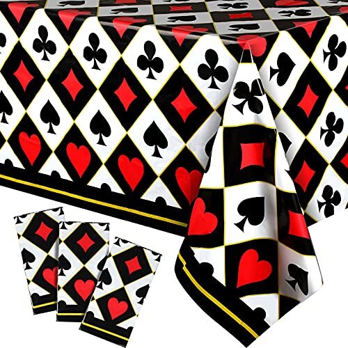 3 Pack Plastic Table Cover Disposable Tablecloth for Playing Cards, 54×108 Inch
