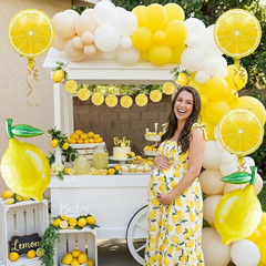 Lemon leaves Lemon foil Balloons Summer lemonade with Banner for Fruit theme bir
