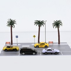 LED Illuminated 1/64 Scale Car Parking for lot Diorama Model for Collectors