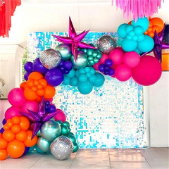 Disco Balloon Arch, 125 PCS 80S Balloon Arch Kit Mit Hot Pink and Purple Teal Or