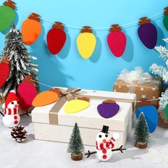 4Pcs Felt Christmas Light Bulbs Garland Colorful Holiday Banner Decor