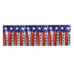 FR Metallic Stars & Stripes Fringe Banner 14″ x 4′, Red/White/Silver/Blue