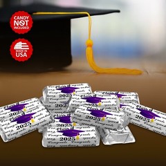 Class of 2025 Graduation Mini Candy Wrapper | Set of 60 Stickers | Purple Theme
