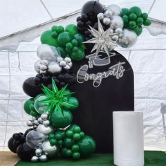 Black and Green Silver Balloon Arch Kit with Explosion Star Balloons, 105pcs …