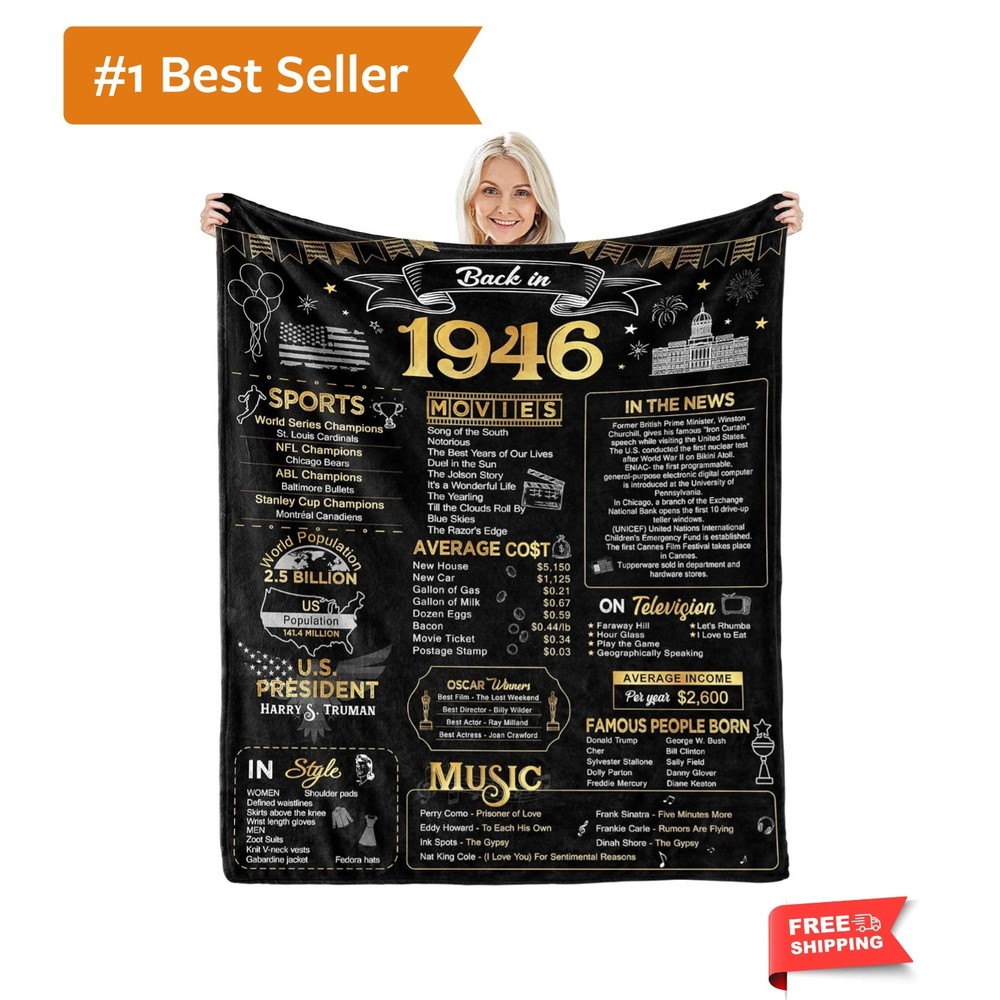 80th Birthday Gifts for Women Men – Back in 1946 – Best 80th Birthday Gifts 8…