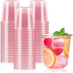 Pink Plastic Cups 12 Oz Disposable Stemless Wine Glasses for Party Wedding