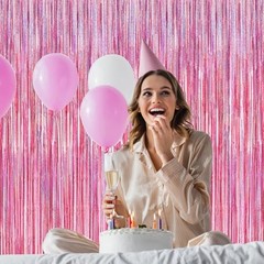 2 Pack Glitter Pink Backdrop, 3.28 FT x 7.05 FT Birthday 2 PCS Glitter pink