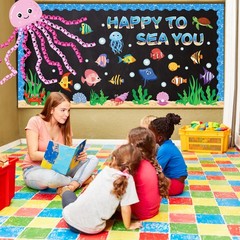 Ocean Bulletin Board Decor Under The Sea Summer Fish Paper Cutouts Wall