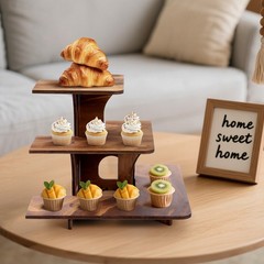 40″ L 3-Tier Table Display Stand Wooden Corner Rack Counter Top for Market Trade