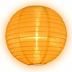 4″ Gold Round Nylon Lanterns, Even Ribbing, Hanging (10-PACK) Decoration