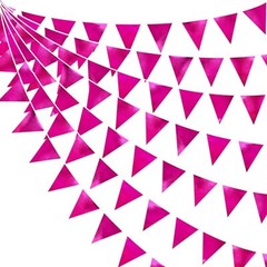 Hot Pink Party Decorations Triangle Pennant Banner Flag Rose