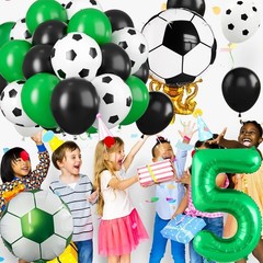 Soccer Party Decorations, Green Number Balloons Soccer Balloons Print Latex B…