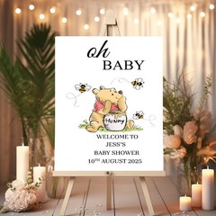 Winnie the pooh personalised baby shower oh baby poster welcome sign décor A2 A3