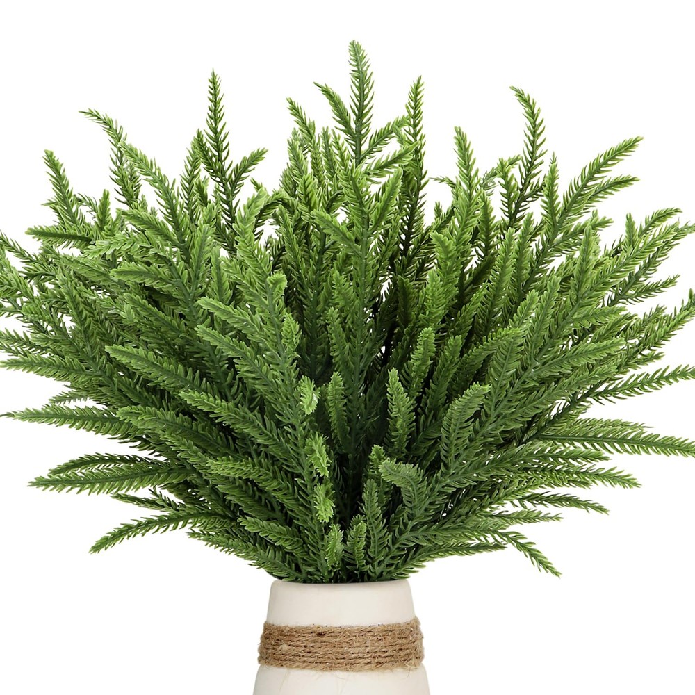 30 Pcs Christmas Real Touch Norfolk Stems, 14 x 0.3 x 1.9 inches, Green