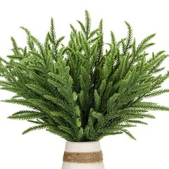 30 Pcs Christmas Real Touch Norfolk Stems, 14 x 0.3 x 1.9 inches, Green