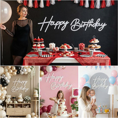 White Happy Birthday Sign for Backdrop – Felt Happy Birthday Letters for Balloon