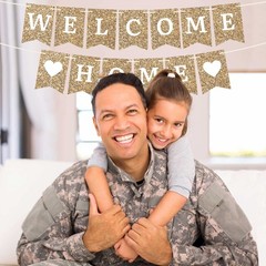 Pre-strung Welcome Home Banner – No DIY 72 inches x 7 x 5 inches, Gold