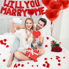 16 Inches Red ‘WILL YOU MARRY ME’ Proposal Letter Balloons with 1000 Rose Pet…