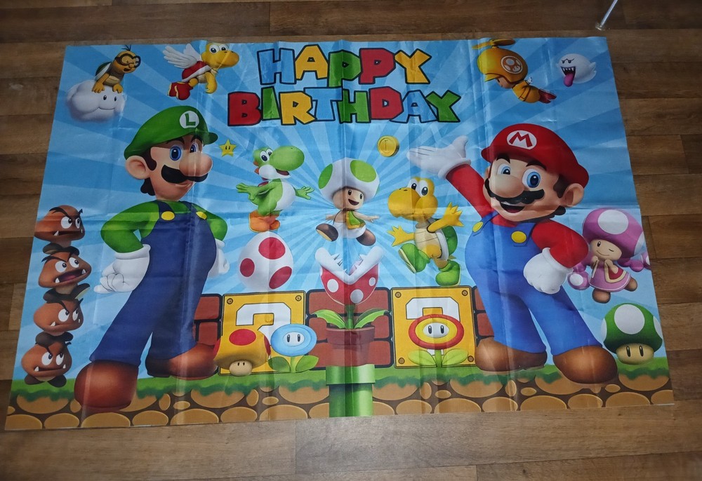 Super Mario Brothers Huge Birthday Banner! Over 4.5″ Feet Long!