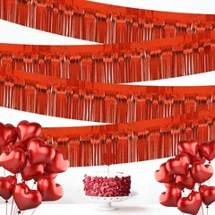 4 Pack Each 10Ft Foil Fringe Garland Parade Floats for 10 feet, Glitter Red
