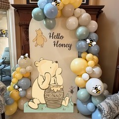 131PCS Winnie Baby Shower Decorations, Large Coroplast Cutout, Balloon Arch & Be