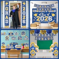 Class of 2026 Graduation Decorations – Blue & Gold Party Supplies, Congrats Grad