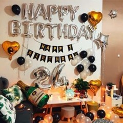 DIY Photo Booth Backdrop with Silver and Black Birthday Balloon Decoration Kit