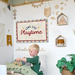 Playroom Wall Decor, Long Live Playtime Linen Canvas Banner,Playroom Decor Ro…