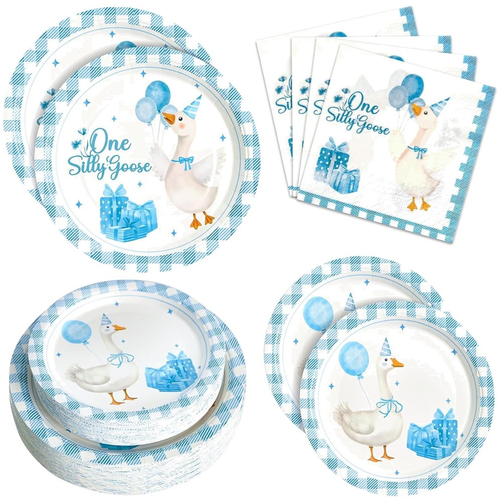 Blue Goose Theme Plates & Napkins – Pack of 180