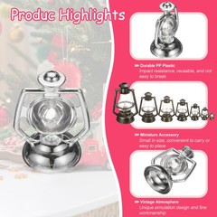 Dollhouse Micro Lantern, 1.32″ Height, Plastic Simulation Oil Lamp Silver, 2pcs