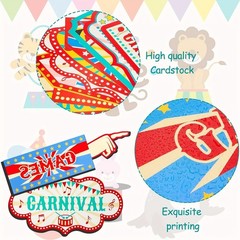 20Pcs Carnival Circus Party Directional Signs Welcome Photo Booth Decor