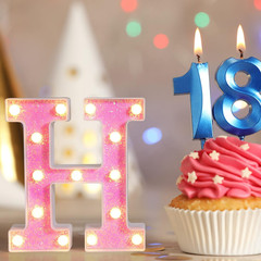 Pink Light up Letters，Pink Party Decorations,Girls Room Decor,Glitter Light Up L