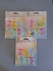 Darice Plastic Baby Pacifier Decorations Showers Gift Toppers 3 Packs of Six