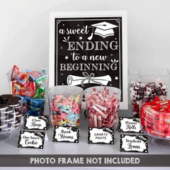 Graduation Candy Buffet Signs & Decorations – Black & White Congrats Grad Banner
