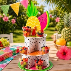 Summer Fruit Themed Tiered Foamboard Cupcake Stand Party Treats Holder 20″H #773