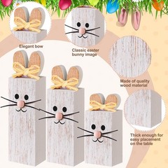 3 PCS Easter Table Decor Bunny Wooden Tiered Tray Decor Rabbit Centerpiece