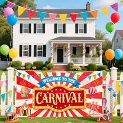 Carnival Backdrop 71×35 Inch Welcome to the Carnival Banner – Circus Carnival