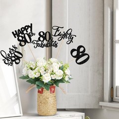 80th Birthday Centerpieces Sticks Table Toppers Party Decorations Black 15 PCS