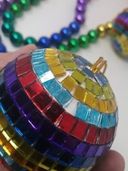Pride Rainbow Lot Of 5 Mirrored Disco Ball Ornament & Bead Necklace LGBTQ