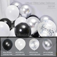 Chic Black, White & Silver Party Supplies – 42-Piece Birthday Decoration Set