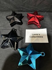 Star Shaped Balloon Weights 5.5oz ea lot of 4 – 2 Black, One Red, One Blue Party