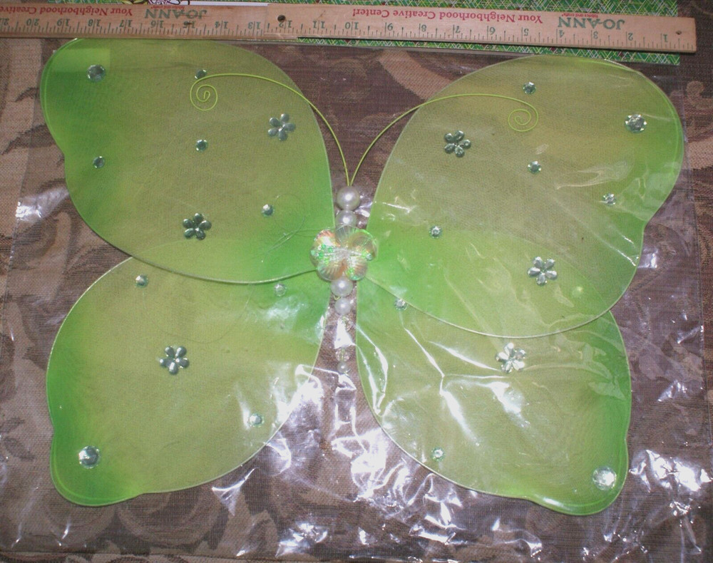 Decorative Nylon Butterfly Green Pearl Jeweled 18 x 15″ Decoration Fast Shipping